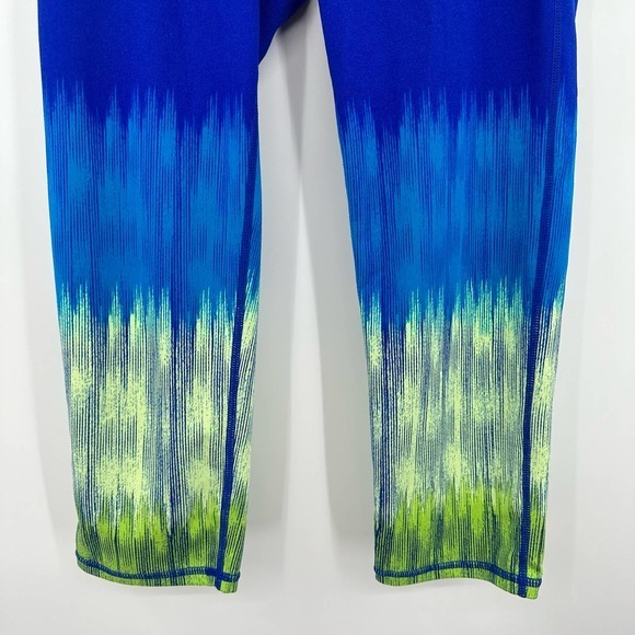 Athleta size Small blue green yellow capri 3/4 athletic leggings - Picture 3 of 5